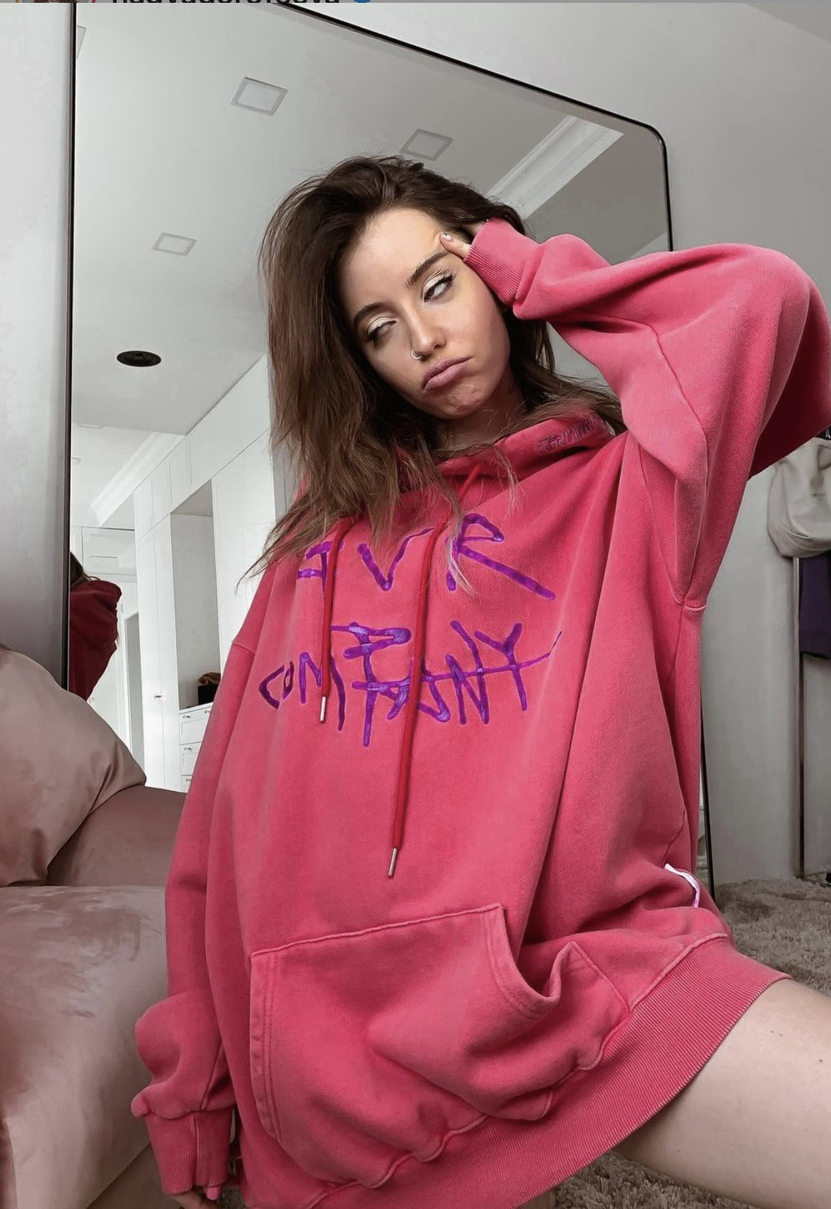 Women's Fashion Casual Letter Print Contrast Color Hooded Coat