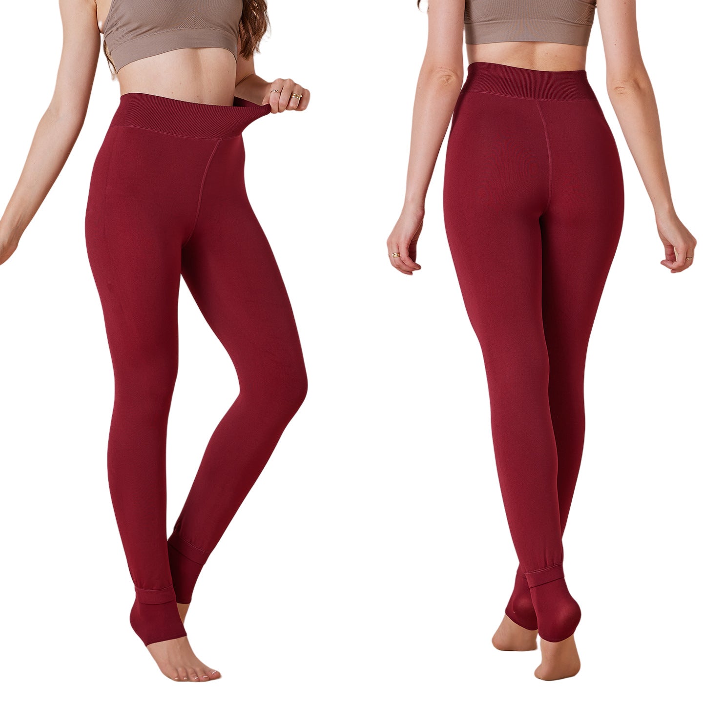 Extra Large Size Outer Wear Solid Color With Fur Thick Leggings