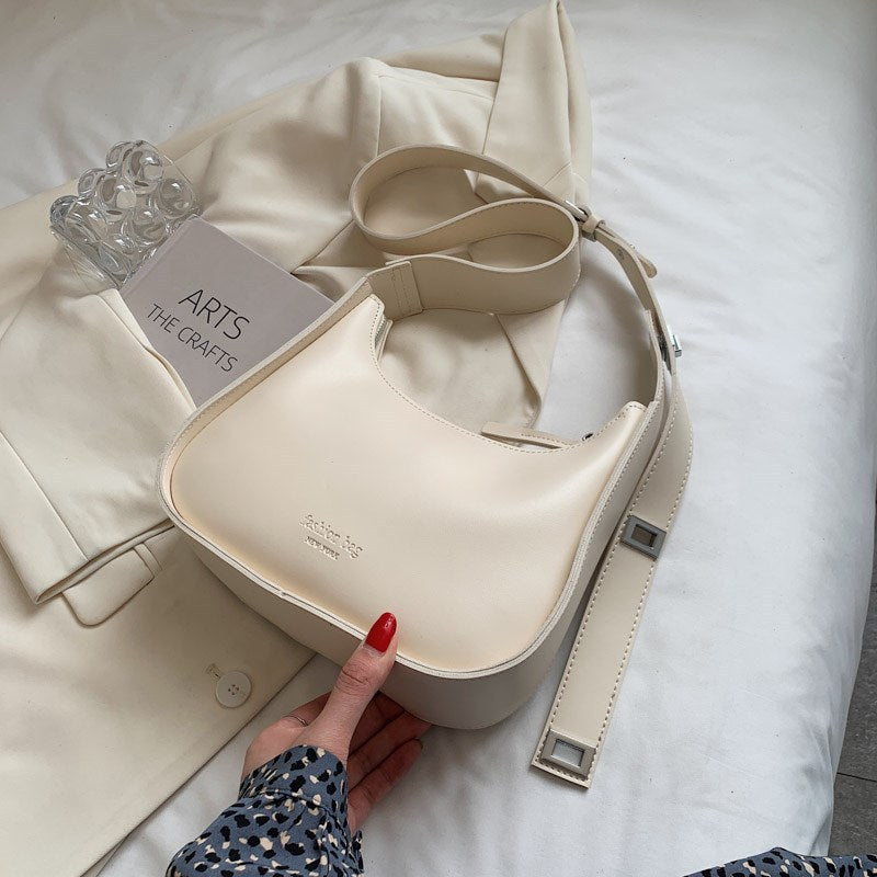 Retro Shoulder Bag Wide Shoulder Strap Crossbody