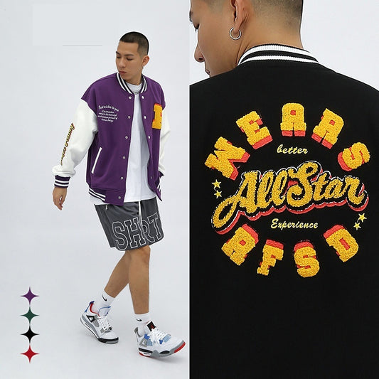 Street Baseball Uniform Håndklædebroderet Frakke til Mænd