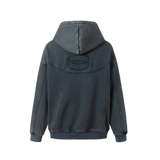 Vintage Fleece-lined Thickened Men's Women's Hoodie Long Terry Coat