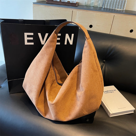 Retro Casual Large Capacity Totes Suede Fabric
