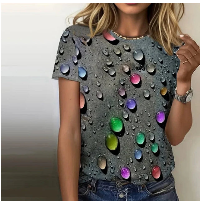 Flower 3D Digital Printing Short Sleeve