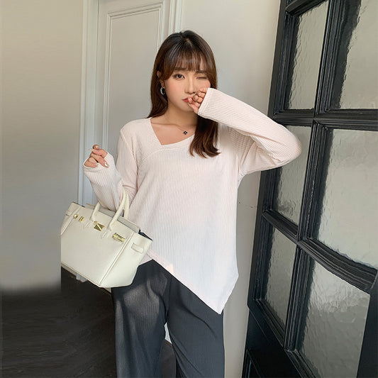 Women's Age-reducing Fashion Irregular Pit Knitted Bottoming Shirt