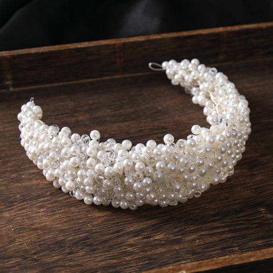Pearl Hairband Tiara Hand Braided Twist Beads