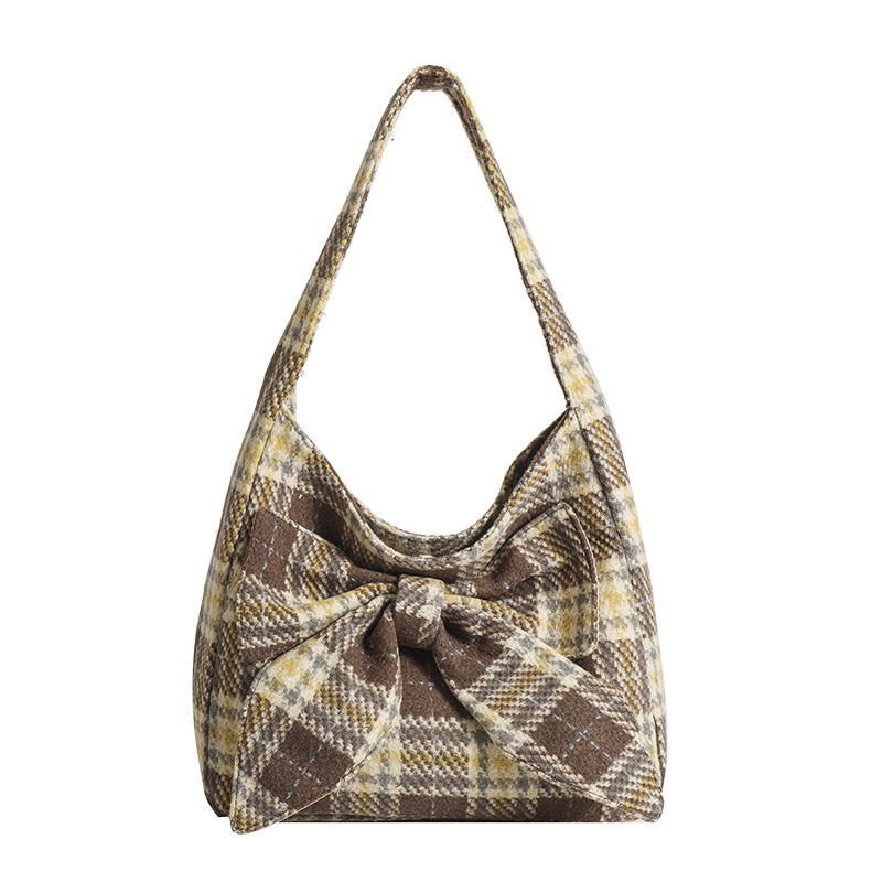 Plaid One-shoulder Simple Underarm All-match Commute Tote Bag