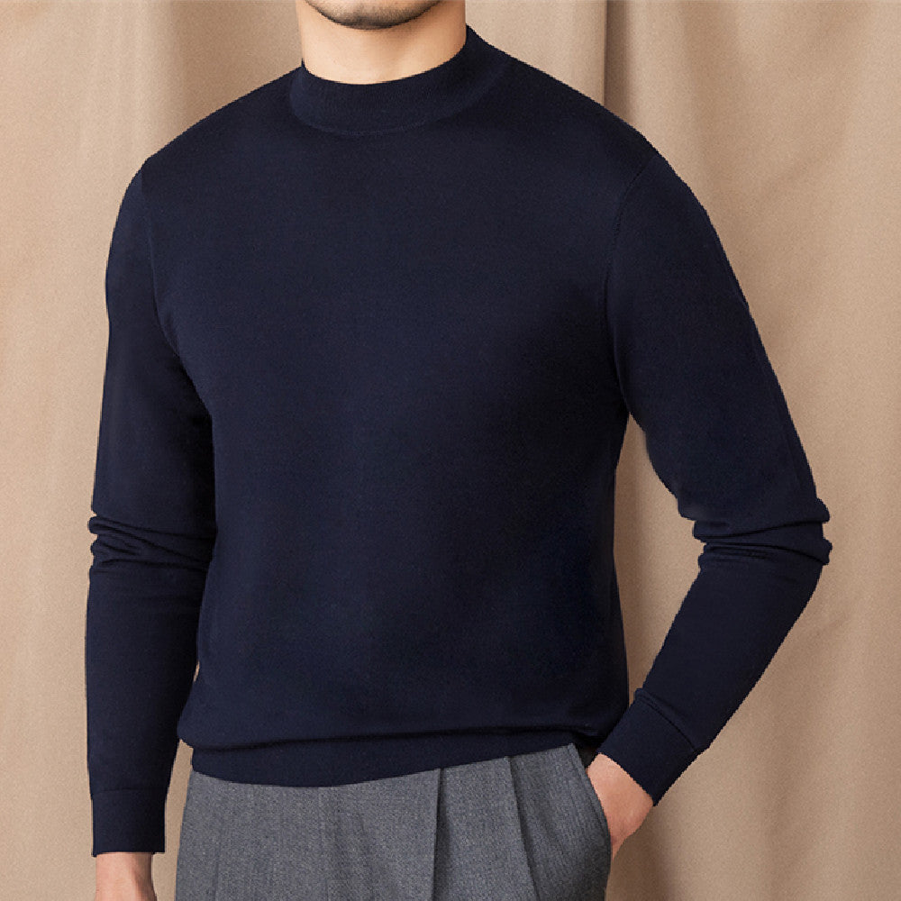 Selvopvarmende ensfarvet basisrullekrave-sweatshirt til mænd