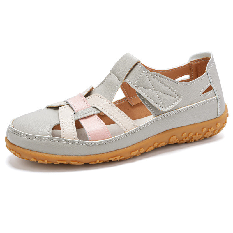 Handmade Retro Sandals Soft Bottom Mom Shoes Velcro