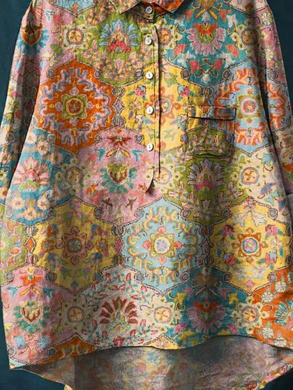 Long-sleeve 5-button Shirt With 3D Digital Animal Print