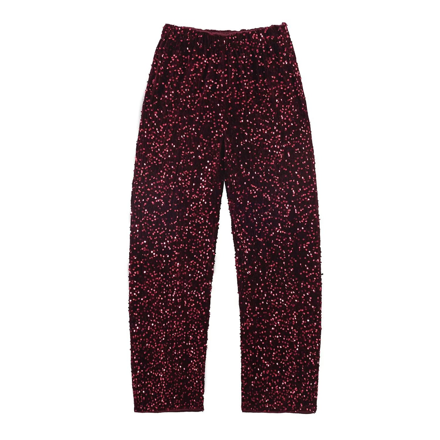 Sequined Fur-effect Hem Top And Trousers