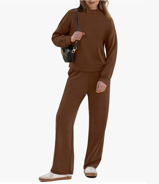 Women's Long-sleeved Sweater And Wide-leg Pants Two-piece Suit