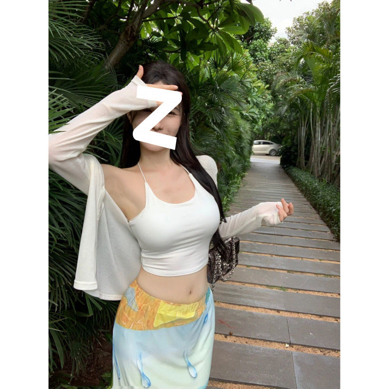 High Waist Design Sense Niche Artistic Sense Long New Style Printed Skirt For Women
