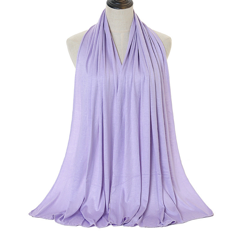 Cotton Women's Knitted Long Muslim Shawl Plain Soft Women's Islamic Headscarf