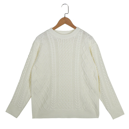 Knitwear Top Solid Color Retro Twisted Flower Sweater