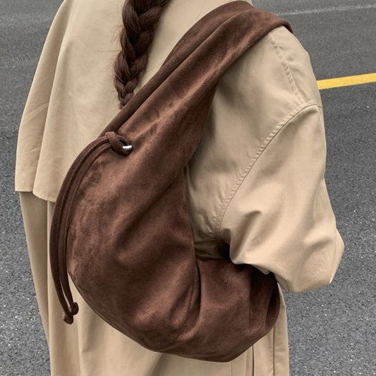 Suede Retro Minimalist Casual Pleated Tote Bag