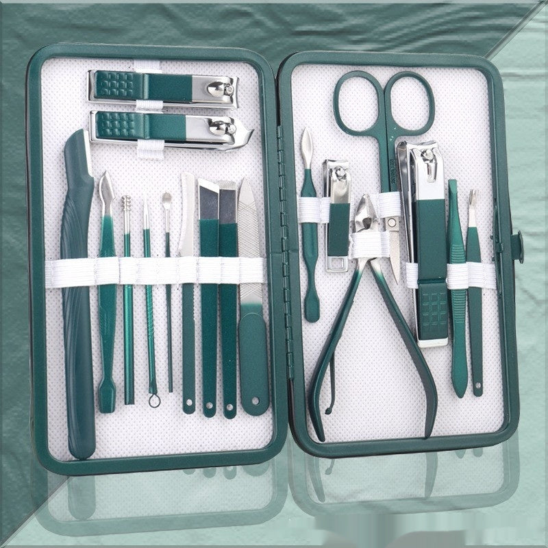 Stainless Steel Nail Scissor Set 18-piece Manicure Implement Clippers