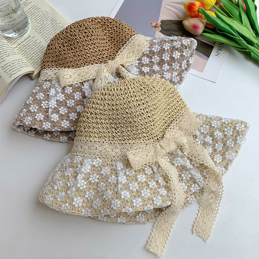 Women's Fashion Lace Bow Straw Hat