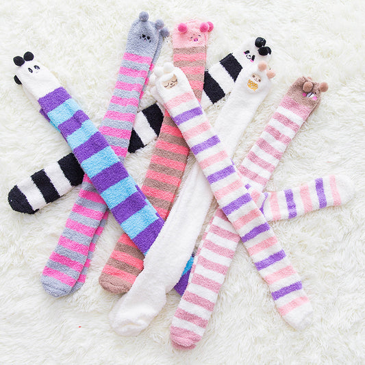 Autumn And Winter Long Coral Velvet Socks Women's Over The Knee Thickened