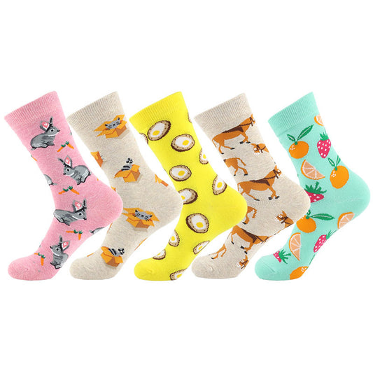 Cartoon Cotton Cat Rabbit Ladies Tube Socks