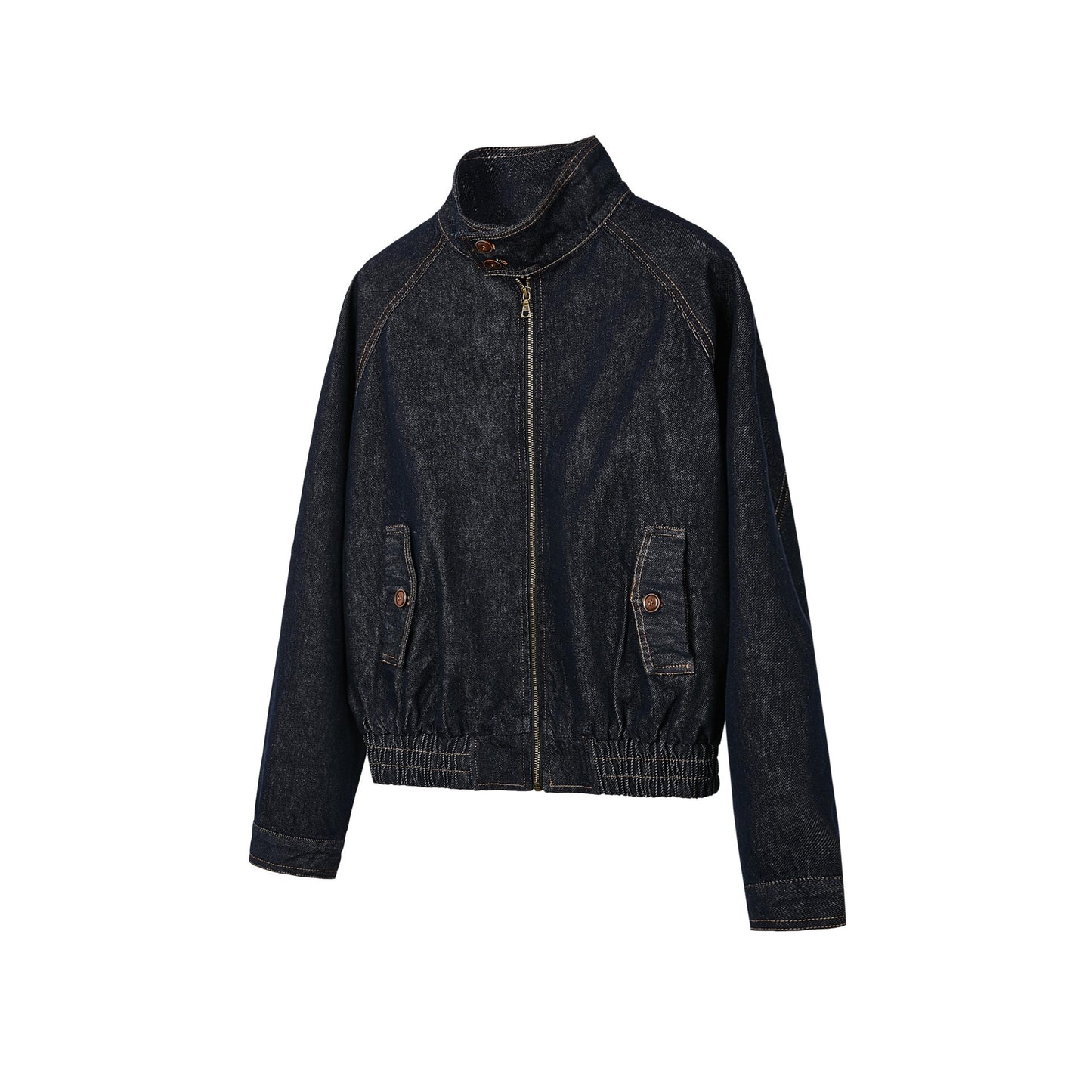 Mens Solid-Color Denim Short Jacket With Zipper SpringSummer Deep Blue-Jacket