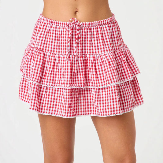 Plaid Casual Sporty Y2K-style European And American Plaid Mini Skirt