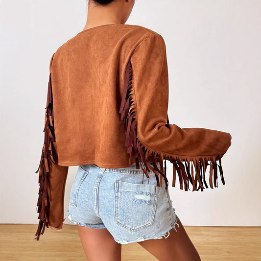Women's Vacation Casual Retro Tassel Short Jacket
