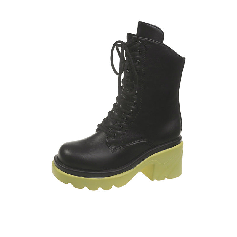 High-heeled Thick-heeled Short Motorcycle Fashion Women's Boots