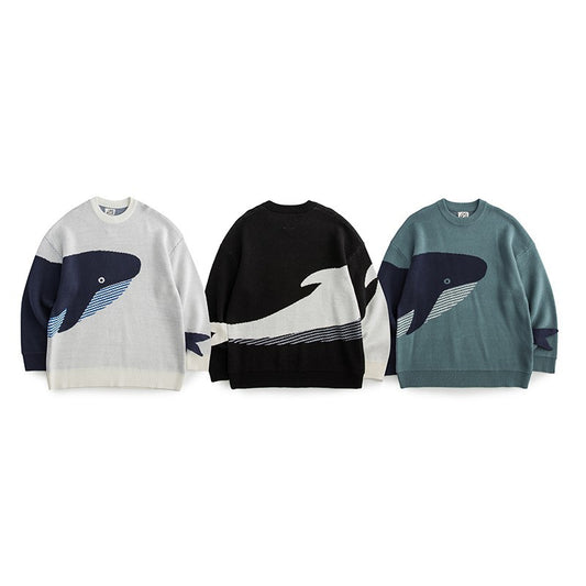 Autumn And Winter New Whale Jacquard Knitted Sweater For Men