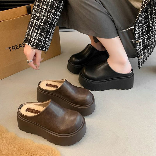 Thick Bottom High-grade Retro Muffin Bottom Cotton Slippers Women
