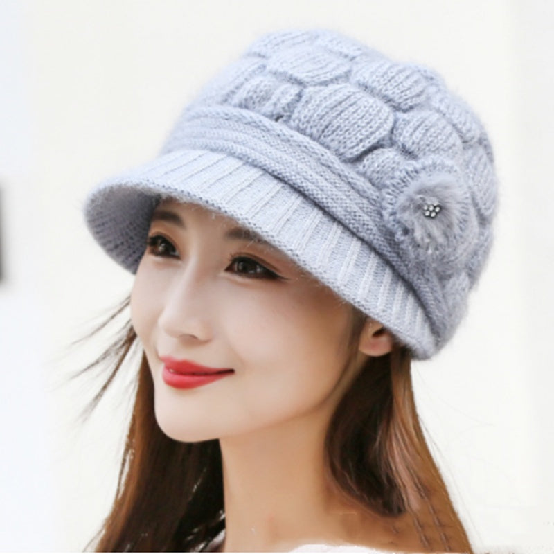 Beanie med rynket koreansk design, langhåret og tyk, der passer til alt