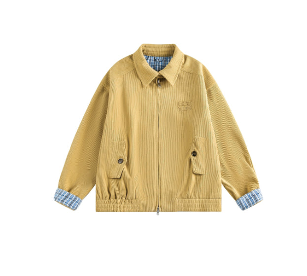 American Retro Barn Style Corduroy Stand Up Collar Jacket