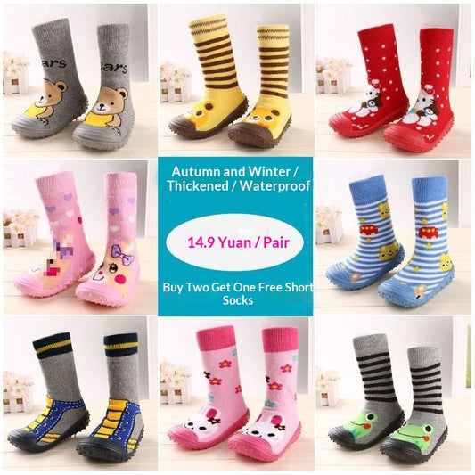 Thickened Non-slip Waterproof Floor Socks With Rubber Soles For Babies