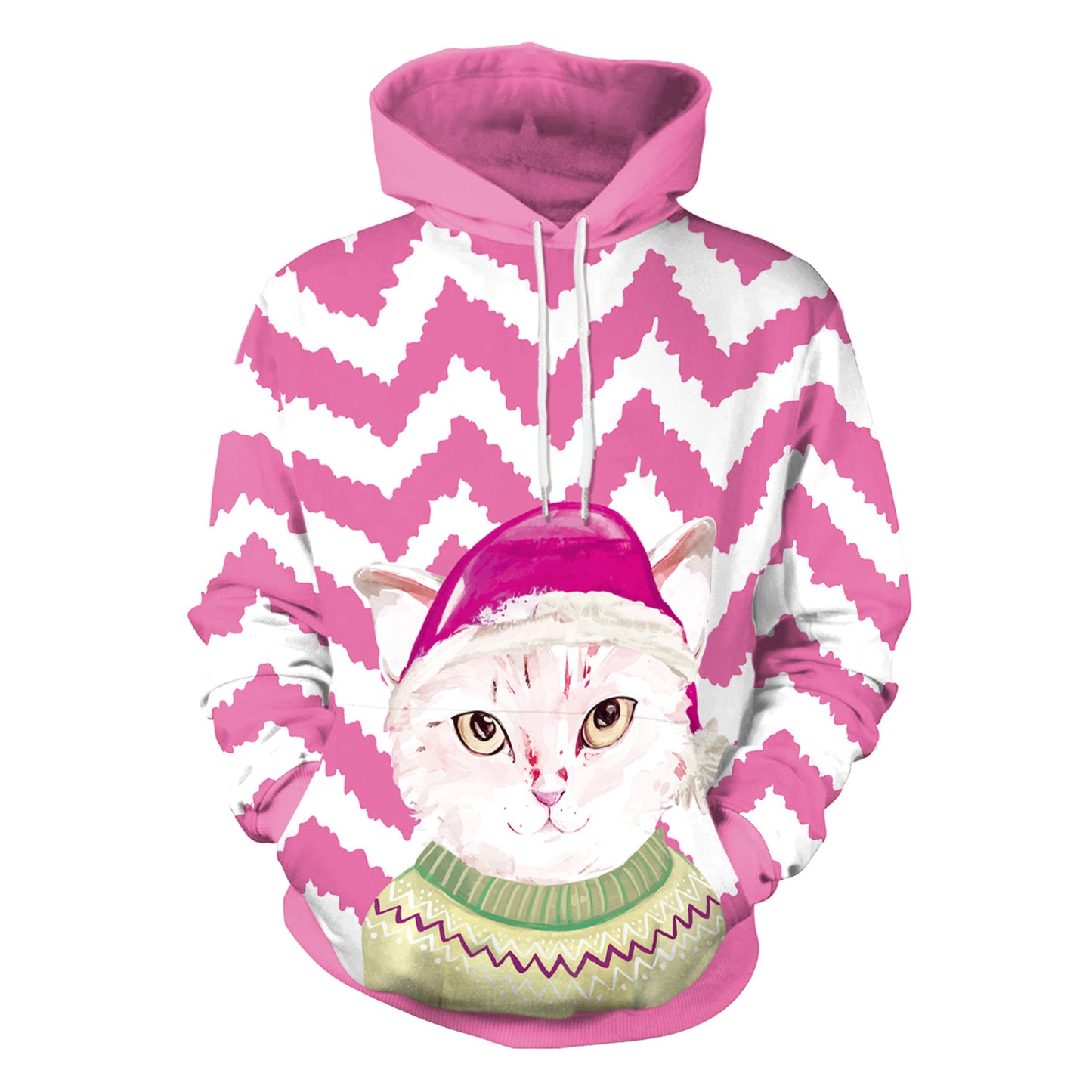 Dame jule løs alsidig hætte sweatshirt med kreativt digitalprint