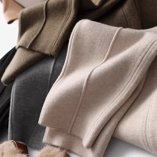 Fashion Personality Female Knit Cropped Pants