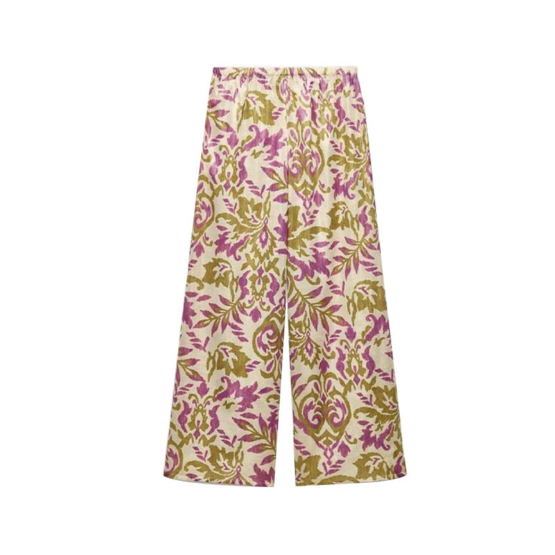 Floral Casual Pants Loose Slimming Wide Leg Pants
