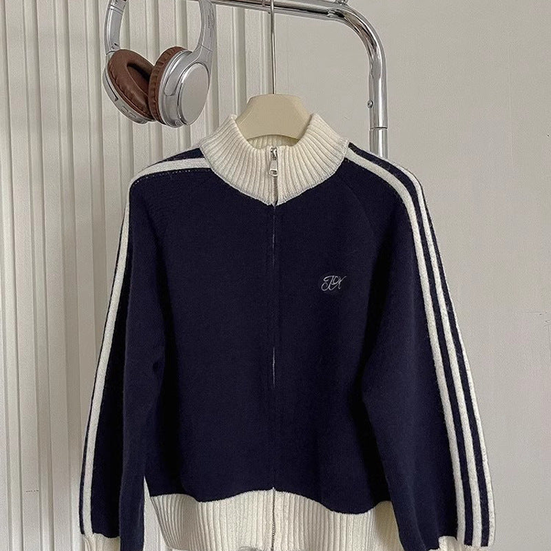 Women's Long-sleeved Stand Collar Sweater Coat