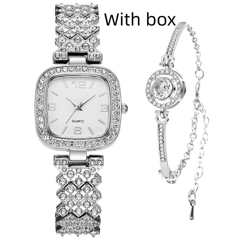 Small Square Watch Full Diamond Women's Bracelet Gift Box