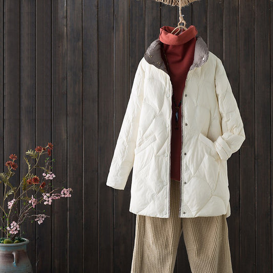 Autumn And Winter Lightweight Down Coat Women's Mid-length Fashionable Stylish Retro