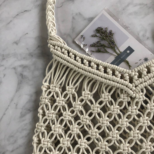 Ins Hollow Cotton Straw Woven Casual Bag