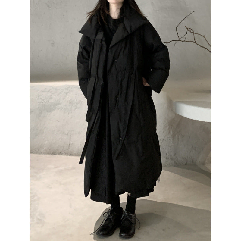 Down Cotton-padded Coat Dark Loose Lovers Three-quarter Length Women