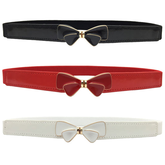 Fashion Lacquered Red And Black Thin Belt Female Decoration