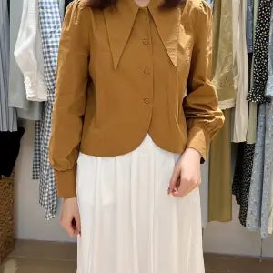 Chic Doll Collar Single Breasted Long Sleeve Thin Sweet Inside Shirt Blouse