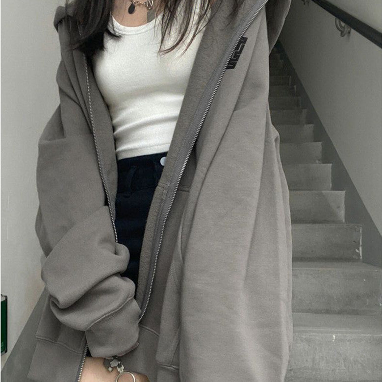 Retro High Street Hong Kong Style Lazy Plus Size Loose Coat