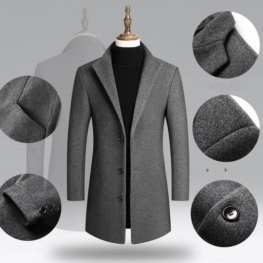 Autumn And Winter Woolen Trench Coat Men