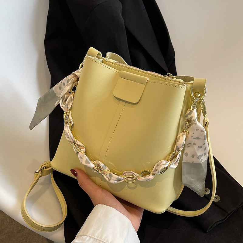 Enkle Håndtasker til Kvinder Skuldertaske Spandtaske Kæde Mode Tekstureret Messenger Bag