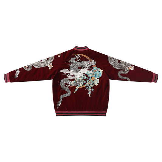Mens Loose Fit Polyester Embroidered Chinese Style Jacket