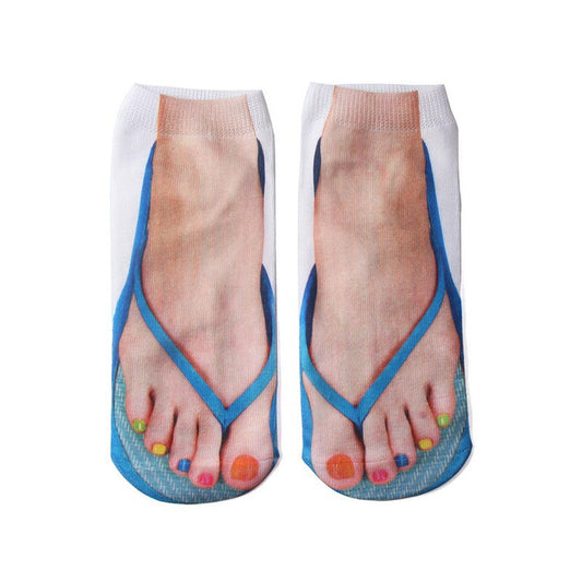 Women's Fashion Personality Flip-flops Nail Printing Socks