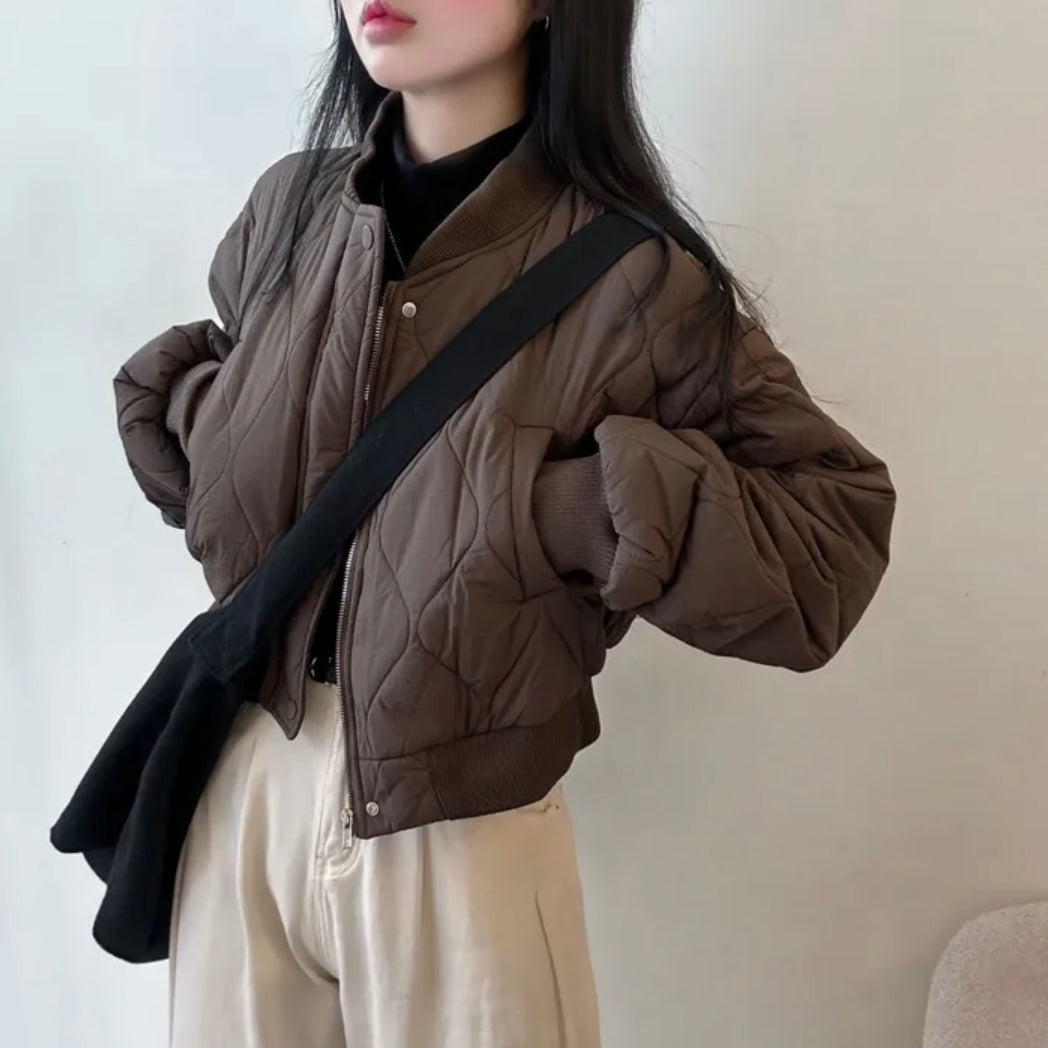 Women's Loose Thickening Keep Warm Rhombus Cotton-padded Jacket