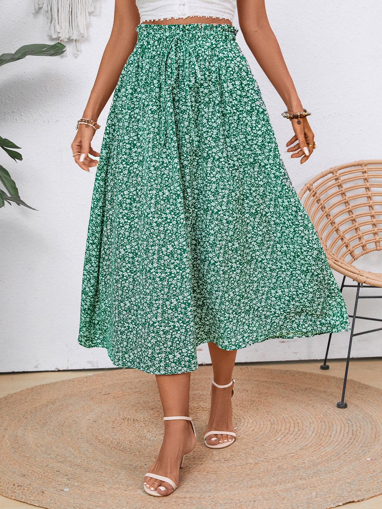 Casual Loose Pocket Skirt With Drawstring And Drape