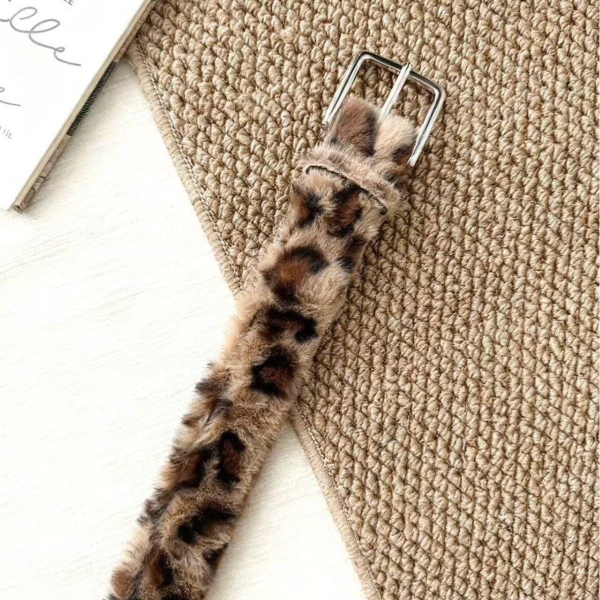 Western Womens Leopard-Print Plush Belt Subculture
